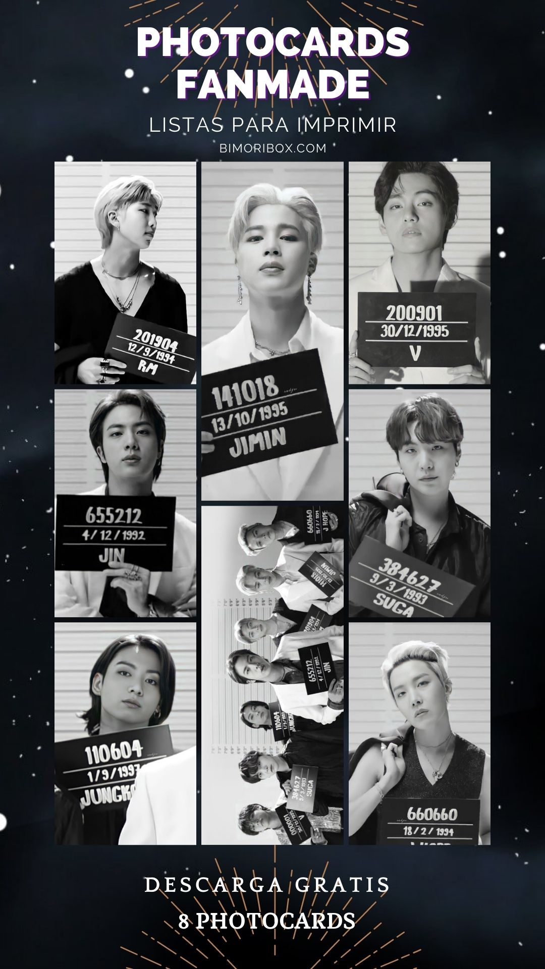 PHOTOCARDS FANMADE BTS BUTTER BLACK & WHITE