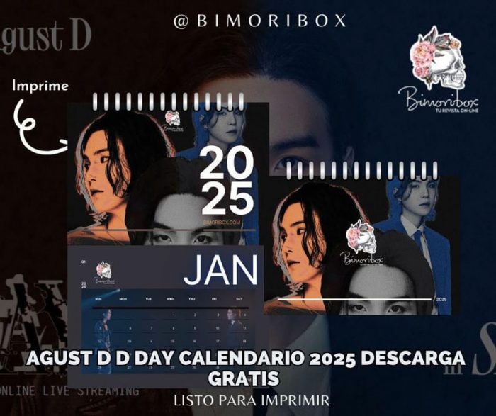 Agust D D DAY CALENDARIO 2025 DESCARGA GRATIS