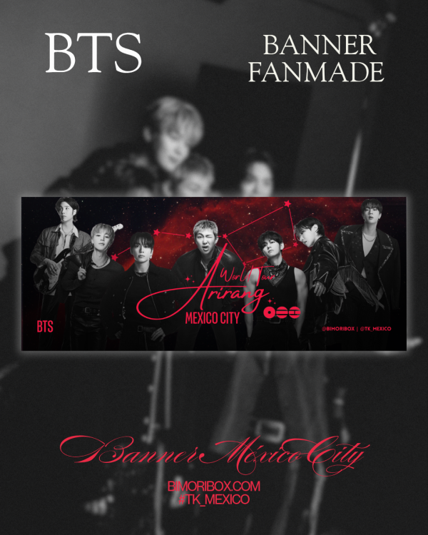 Banner fanmade inspirado en BTS para el concierto de CDMX 💜
